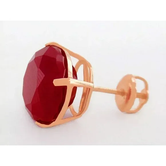 Genuine 10.28 Cts Ruby Stud Earrings 14k Rose Gold